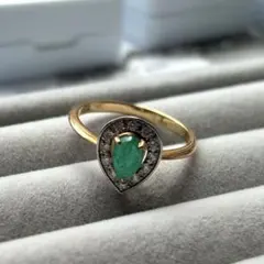 【GSTV】K18 エメラルド＋ダイヤモンド付 デザインリング 約9号 GSTV】K18 エメラルド＋ダイヤモンド付 デザインリング 約9号 GSTV
