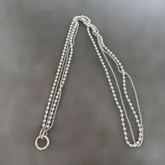 LEPSIM シルバー ビーズチェーン スマホストラップ