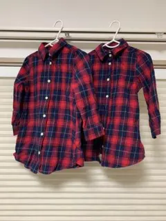 西松屋　長袖チェックシャツ　90/95 2枚セット