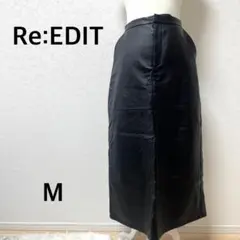 リエディ　フェイクレザー　タイトスカート　ブラック　ロング　光沢感　合成皮革　M