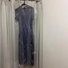 ダークブルー レース ロングドレス