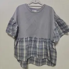 niko and... 異素材切替 Tシャツ チェック柄のサムネイル