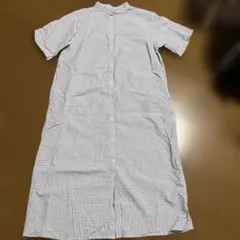 無印　チェック柄 半袖シャツワンピース S 綿100% 着用少