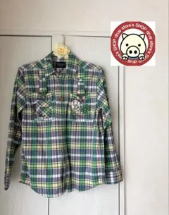 drug store's チェック柄シャツ　グリーン　Mサイズ　チェック 長袖