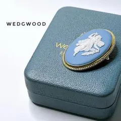 ウェッジウッド✨美品✨カメオ ジャスパー ブローチ ブルー ゴールド 女神 箱付