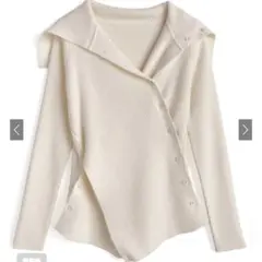 2Wayアシンメトリーリブニットトップス ks205