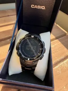 CASIO PRO TREK 3414Pデジタル腕時計 ブラック メタルバンド