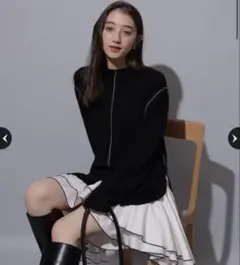 Rirandture 配色ラインシャツドッキングチュニックワンピース