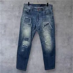 【barassi MILANO】XL メンズジーンズ ブルー クラッシュダメージのサムネイル
