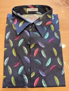 NARA CAMICIE 長袖シャツ ネイビー葉っぱ柄