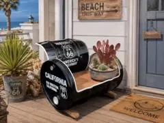 ドラム缶をリメイクしたテーブル 90cm ガラステーブル センター