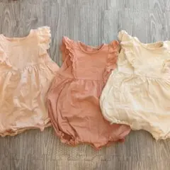 フリル付きコットンロンパース3点セット