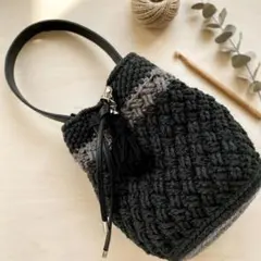 巾着バッグ ニットバッグ ブラック
