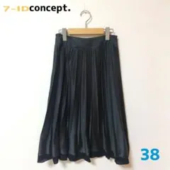 7-IDconcept.セブンアイディコンセプト 黒 プリーツスカート 38