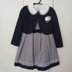 フォーマルワンピース 120m ネイビー✕グレー