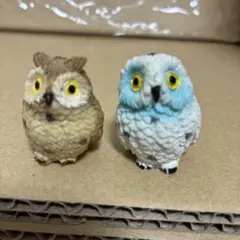 フクロウ 置物 2体セット ミニチュア　B