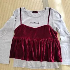 Lovetoxic 長袖カットソー グレー/ワインレッド