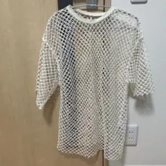 KBF フィッシュネット メッシュ トップス ホワイト