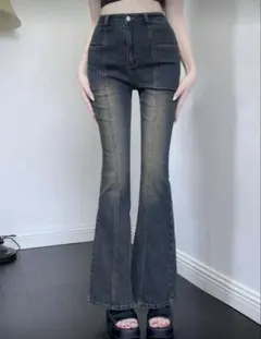 ダークウォッシュ ハイウエスト ブーツカットデニム