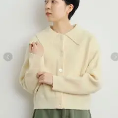 Dot＆Stripes CHILD WOMAN フレンチメリノ衿付きカーディガン