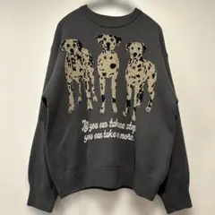 ダルメシアン　イラスト付きグレーセーター　M
