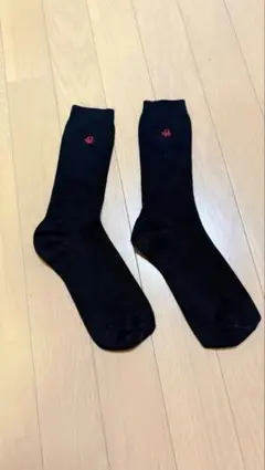 CO様専用　黒のシンプルソックス 赤い刺繍付き