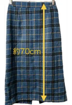 【着用回数2回程】チェック柄タイトスカート 青　ブルー　平置き約70cm丈
