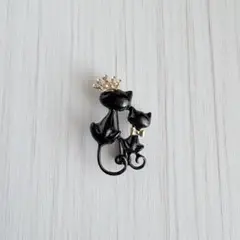 黒猫親子ブローチ　猫ブローチ　猫雑貨