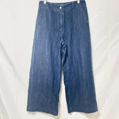 プラステ ワイド デニムパンツ L ブルー ゆったり カジュアル 綿 シンプルのサムネイル