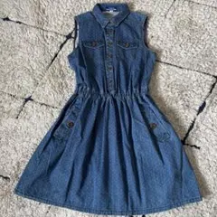 【美品✨】バーバリーブルーレーベル　デニムワンピース　ドット　総柄　ノースリーブ