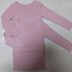 ヒートテック2枚組 長袖 140 ピンク ユニクロ