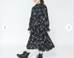 branshes ワンピース 110 黒/白 フラワープリント　ブラック