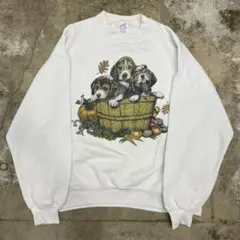 古着 90s JERZEEZ アニマル アートプリント スウェットXL USA製