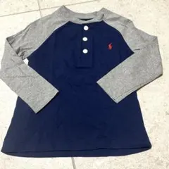 【試着のみ】Ralph Lauren 長袖シャツ 100 ネイビー グレー