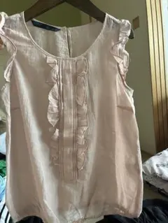 ZARA BASIC フリルブラウス ピンク 半袖のサムネイル