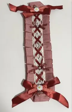 ヘッドドレス フリルレース いちご 赤 ロリータ