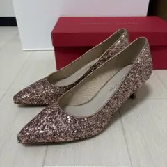 ポインテッドトゥグリッターパンプス