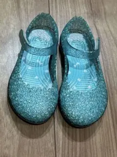 青色グリッターサンダル