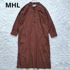 新品】MYLAN マイラン サテンシャツワンピース バイカラー ストライプ