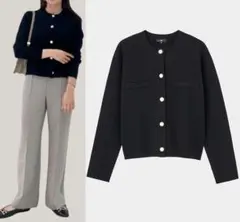 PLST プラステ レーヨンブレンド パールボタン カーディガン