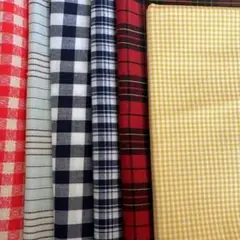 ハギレセット 播州織 綿100%生地 チェック ストライプ 6種類 パッチワーク