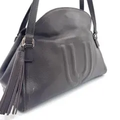 ungaro ウンガロ ダークブラウン レザー ハンドバッグ タッセル付きのサムネイル