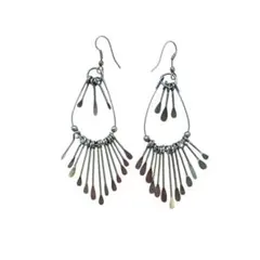 【USA購入】 大ぶりシルバーカラー フリンジピアス／エスニック・ボヘミアン