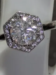 モアサナイト六角形ダイヤモンド風シルバーリング