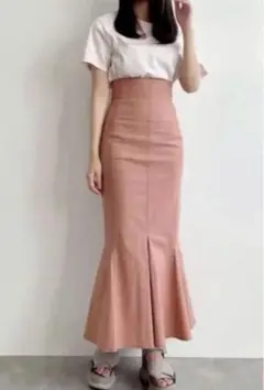 【新品未使用】ストレッチコットンウォッシュハイウエストマーメイドスカート