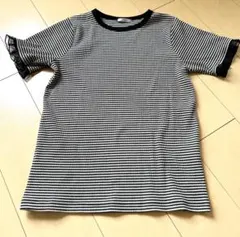 テレコボーダーシャツ　半袖　フリル　mysa closet しまむら　田中里奈