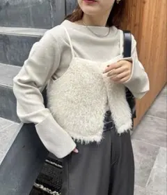 mystic ボアビスチェSETニット アイボリー