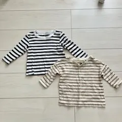 ボーダー　ロンTシャツ　2枚　長袖　ベージュ　ホワイト