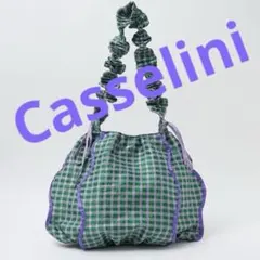 美品✨Casselini ウェーブギャザートート チェック ショルダーバッグのサムネイル