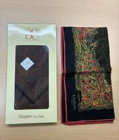 LANVIN とElegance のペイズリー柄ハンカチ 2枚セットのサムネイル
